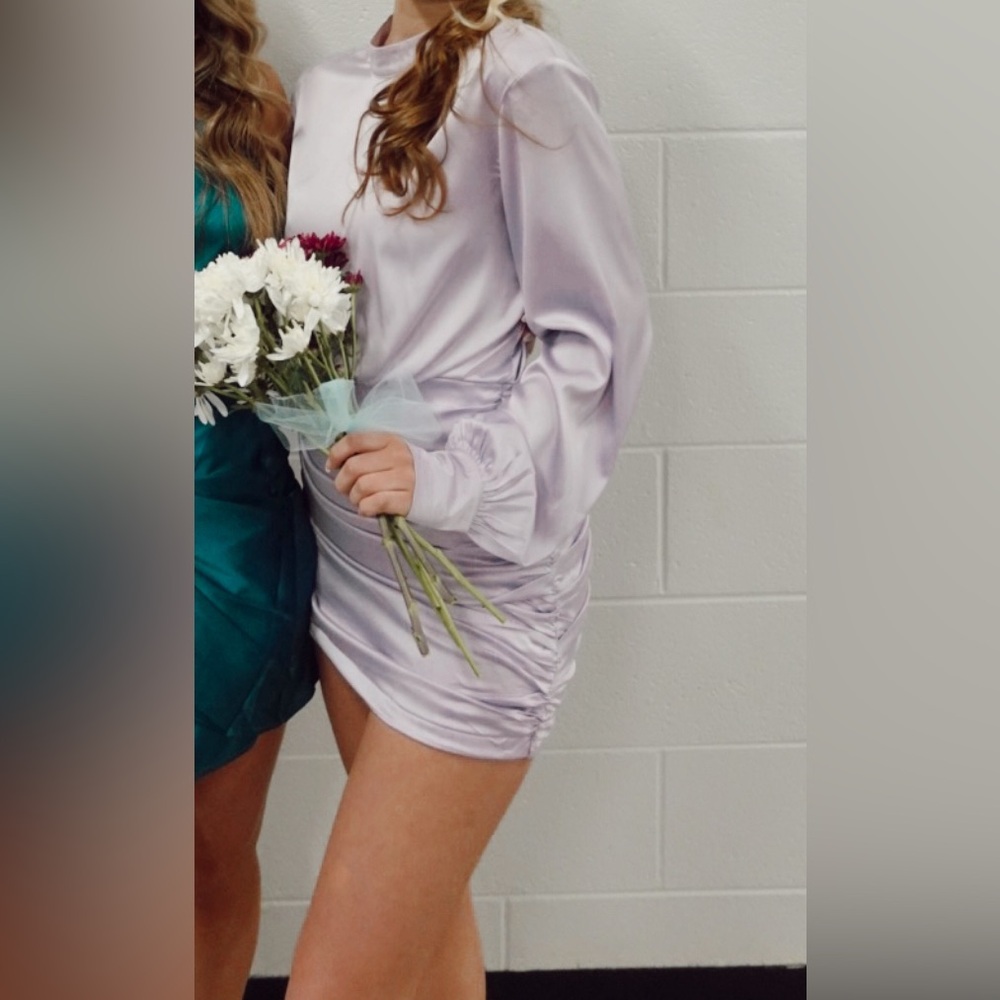 Elegant Lavender Satin Dress